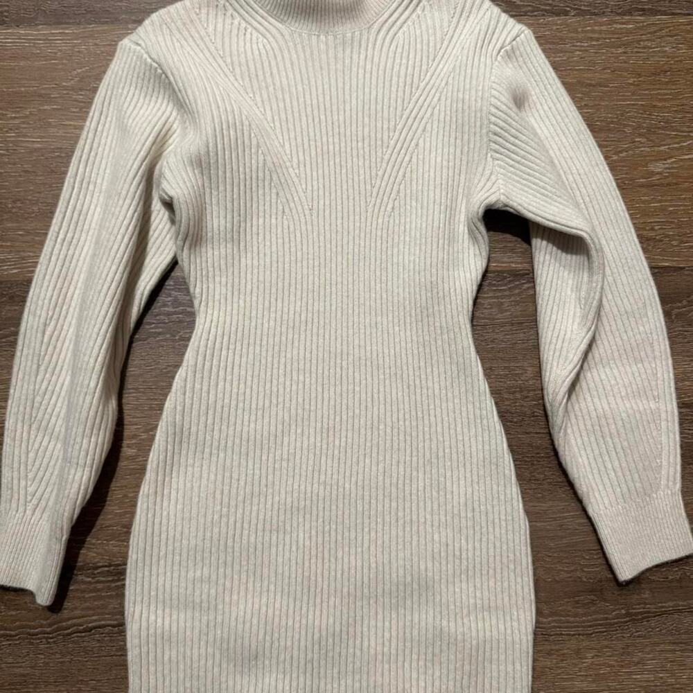 H and m cream turtleneck dress